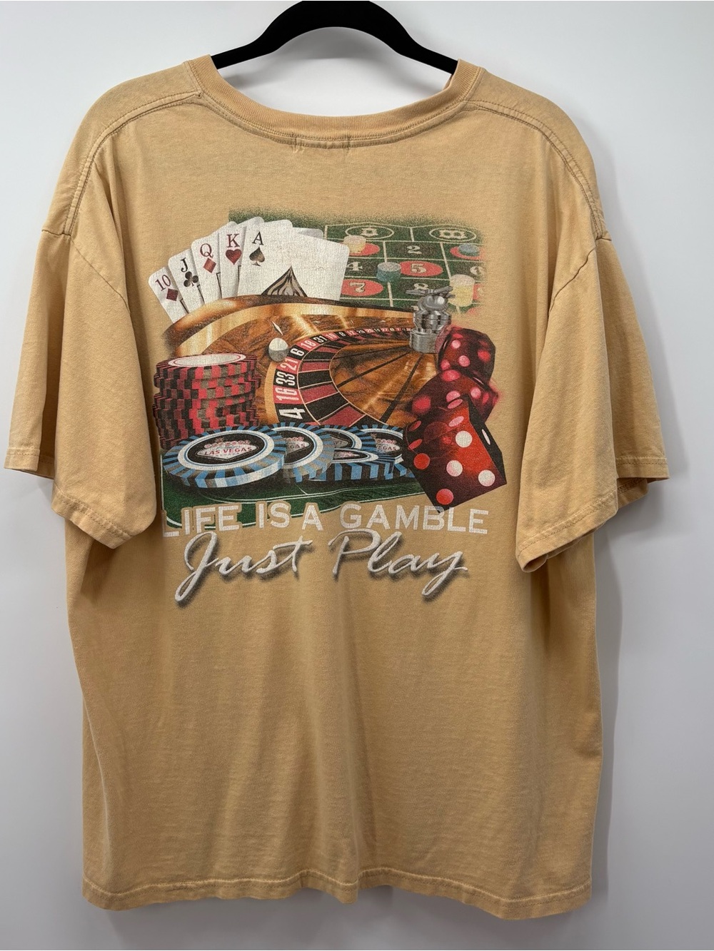 Life Is a Gamble Graphic Tee - Tan Short Sleeve